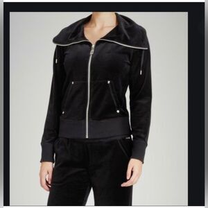Michael Kors Velvet Black Cozy Velour Zipper Jacket size SM